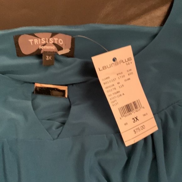 NWT Laura Plus teal blue cami tank with metal keyhole neckline size 3 - Picture 2 of 3